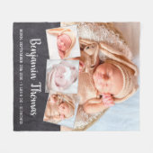 Chalkboard New Baby op maat 4 Foto Collage Fleece Deken (Voorkant (Horizontaal))