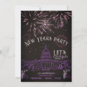 Chalkboard New Year's Party Invitation | Purple Kaart (Voorkant)