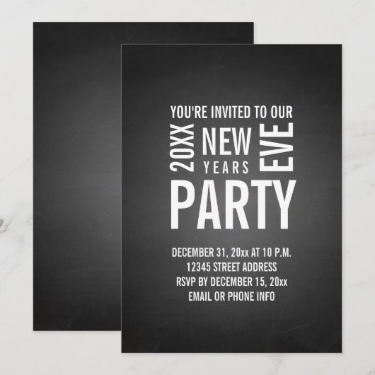 Chalkboard - nieuwjaarsfeest kaart (Voorkant / Achterkant)