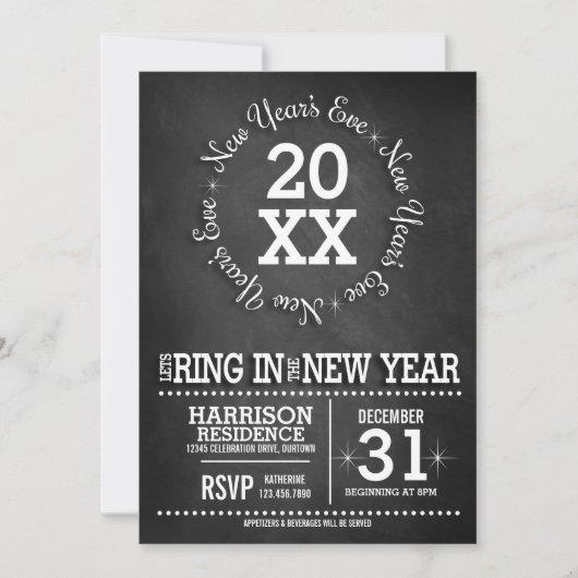 Chalkboard nieuwjaarsfeest kaart (Voorkant)