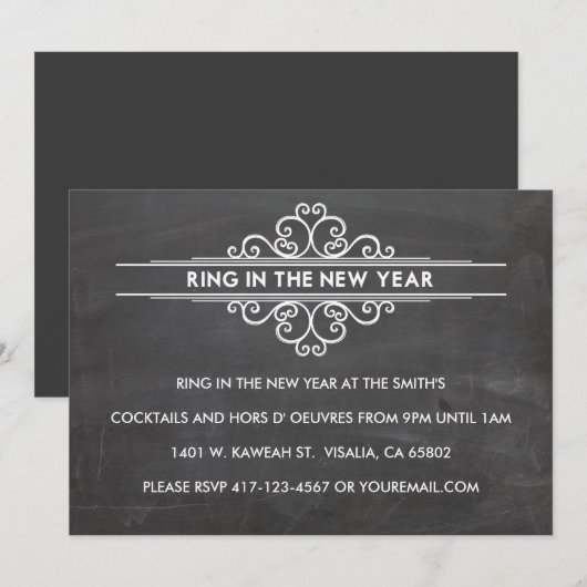 Chalkboard nieuwjaarsinvintonatie kaart (Voorkant / Achterkant)
