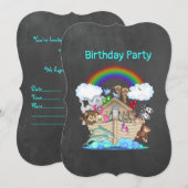 Chalkboard NOAHS ARK Zoo animal party Kaart (Voorkant / Achterkant)