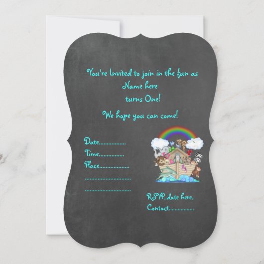 Chalkboard NOAHS ARK Zoo animal party Kaart (Achterkant)