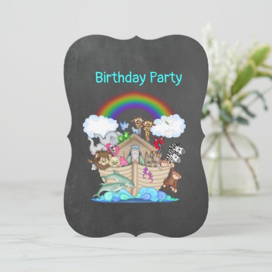 Chalkboard NOAHS ARK Zoo animal party Kaart (Staand voorkant)
