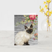 Chalkboard Notecard met geschilderde Siamese kat Kaart (Gele Bloem)