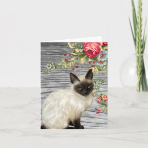 Chalkboard Notecard met geschilderde Siamese kat Kaart