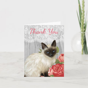 Chalkboard Notecard with Painted Siamese Cat Bedankkaart