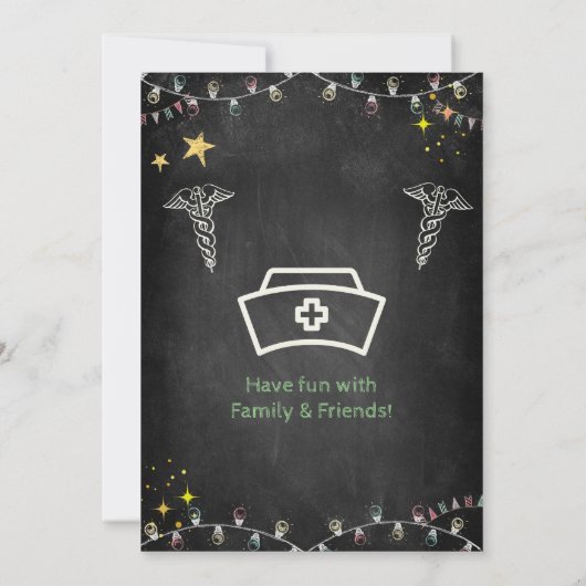 Chalkboard Nurse Afstuderen Kaart (Achterkant)