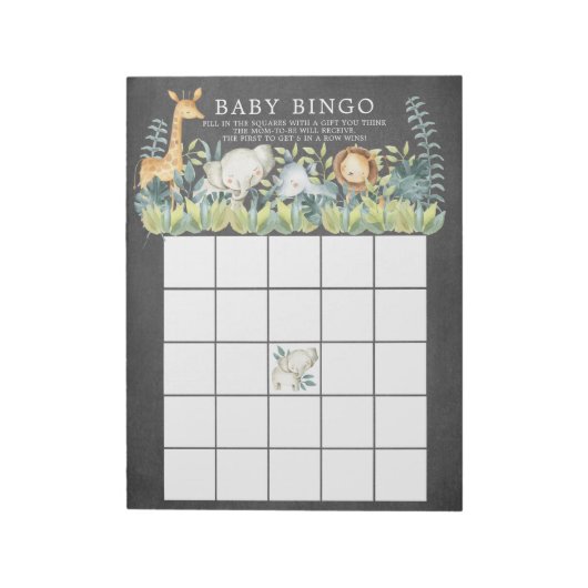 Chalkboard Oerwoud Animals Baby shower Bingo Game Notitieblok (Linkerzijde)