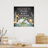 Chalkboard Oerwoud Animals Baby shower Welkom Poster (Keuken)