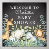 Chalkboard Oerwoud Animals Baby shower Welkom Poster (Voorkant)