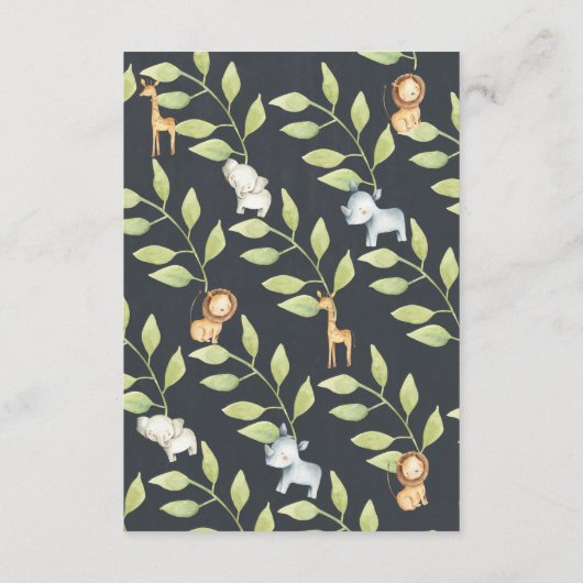 Chalkboard Oerwoud Baby shower Boek voor Baby Kaar Informatiekaartje (Achterkant)