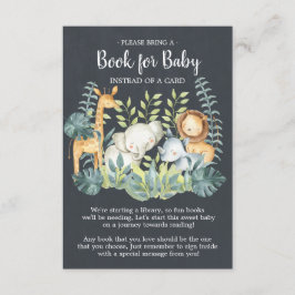 Chalkboard Oerwoud Baby shower Boek voor Baby Kaar Informatiekaartje
