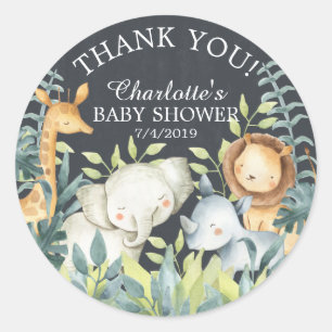 Chalkboard Oerwoud Baby shower Dank je wel Favor Ronde Sticker