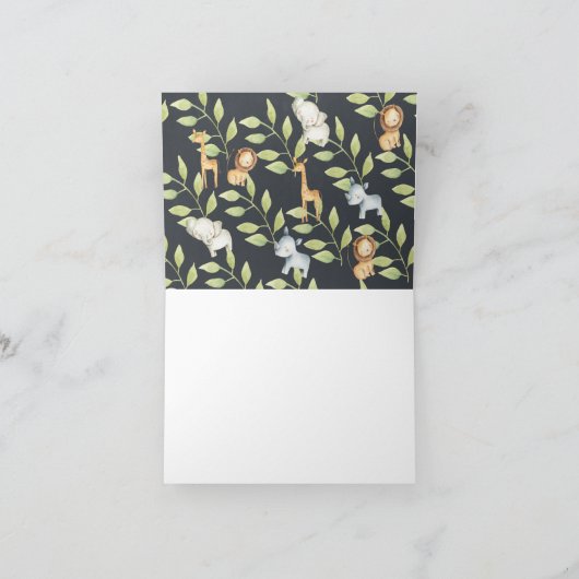 Chalkboard Oerwoud Baby shower dank u nota Bedankkaart (Binnen)