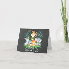 Chalkboard Oerwoud Baby shower dank u nota Bedankkaart