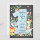 Chalkboard Oerwoud Big One Boys Verjaardagsuitnodi Kaart (Voorkant)