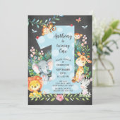 Chalkboard Oerwoud Big One Boys Verjaardagsuitnodi Kaart (Staand voorkant)