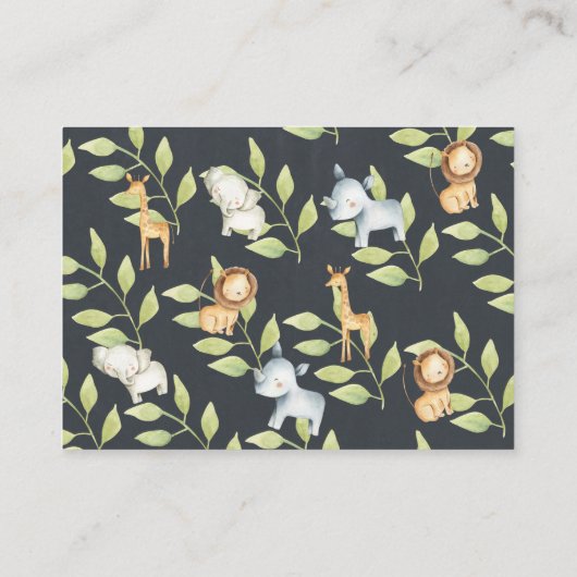 Chalkboard Oerwoud Dieren Baby Cadeaudisplay Showe Informatiekaartje (Achterkant)