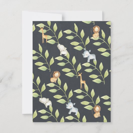 Chalkboard Oerwoud Dieren Neutraal Baby shower Kaart (Achterkant)