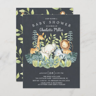Chalkboard Oerwoud Dieren Neutraal Baby shower Kaart