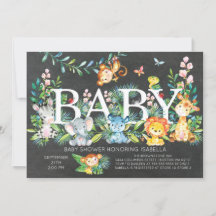 Chalkboard Oerwoud Neutral Baby shower Invitation