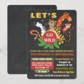 Chalkboard Oerwoud Safari Baby Shower-uitnodiginge Kaart (Voorkant / Achterkant)