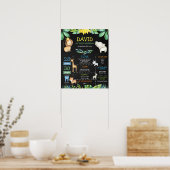 Chalkboard Oerwoud Safari First Birthday Milestone Poster (Keuken)