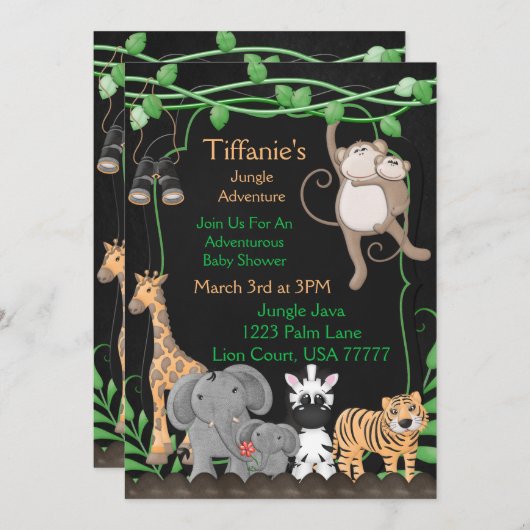 Chalkboard Oerwoud Thema Baby Vrijgezellenfeest Ui Kaart (Voorkant / Achterkant)