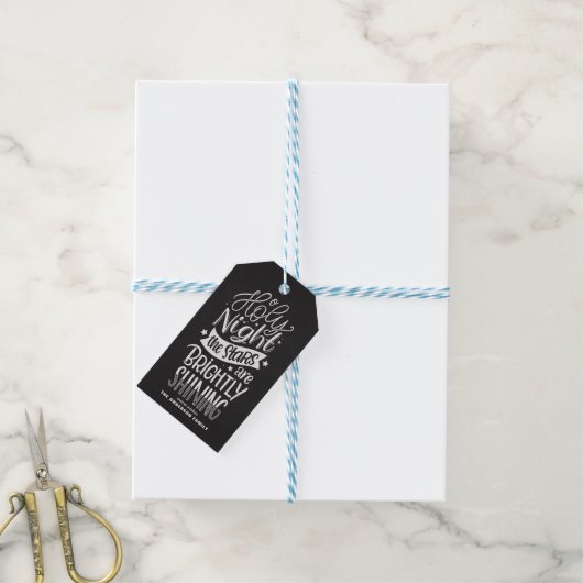 Chalkboard Oh Heilige Night Lettering kerstcarol Cadeaulabel (Met Touw)