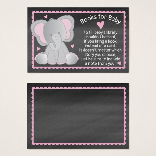 Chalkboard Olifant Baby Meisje Douche Breng een Bo Visitekaartje (Voorkant /achterkant)