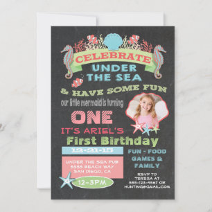 Chalkboard Onder het Zee Verjaardagsfeest Kaart