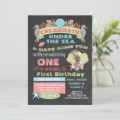 Chalkboard Onder het Zee Verjaardagsfeest Kaart (Staand voorkant)