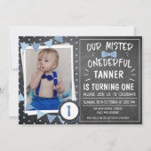 Chalkboard Onederful 1e verjaardag uitnodiging (Voorkant)