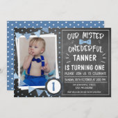 Chalkboard Onederful 1e verjaardag uitnodiging (Voorkant / Achterkant)