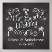 Chalkboard Ons Beach Wedding Sign Poster (Voorkant)