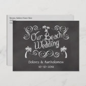 Chalkboard Ons strand bruiloft Briefkaart (Voorkant / Achterkant)