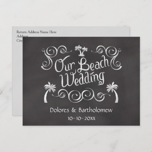 Chalkboard Ons strand bruiloft Briefkaart (Voorkant / Achterkant)