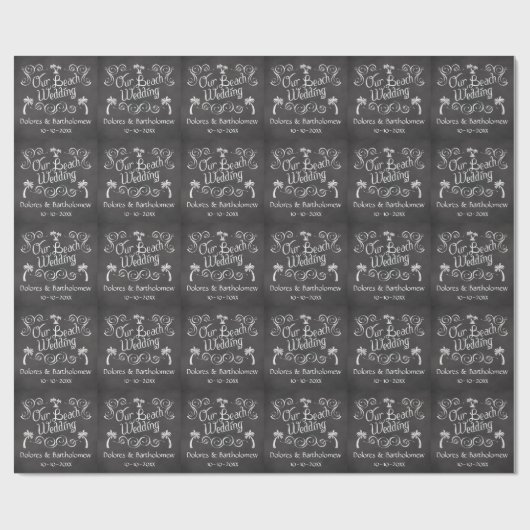 Chalkboard Ons strand bruiloft Cadeaupapier (Vlak)