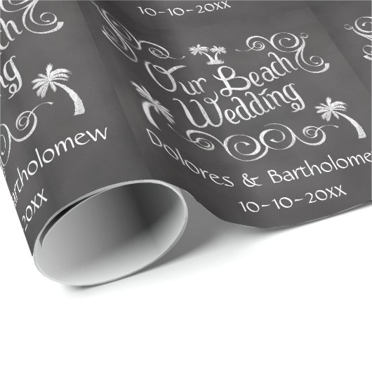 Chalkboard Ons strand bruiloft Cadeaupapier (Rol Hoek)