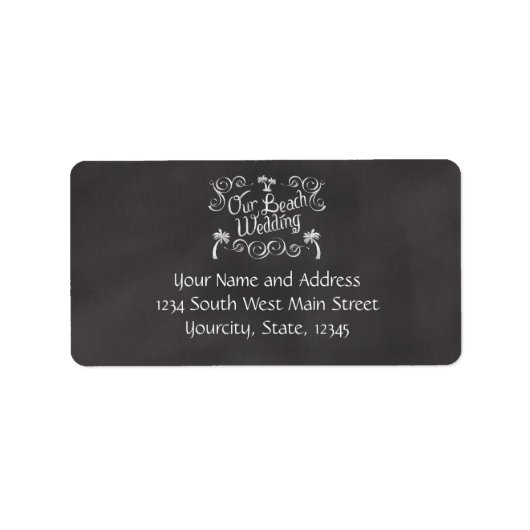 Chalkboard Ons strand bruiloft Etiket (Voorkant)