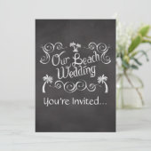 Chalkboard Ons strand bruiloft Kaart (Staand voorkant)