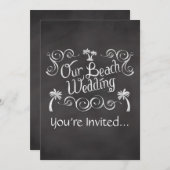 Chalkboard Ons strand bruiloft Kaart (Voorkant / Achterkant)