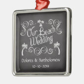 Chalkboard Ons strand bruiloft Metalen Ornament (Links)