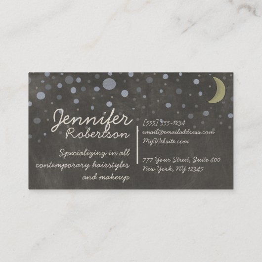  Chalkboard-ontwerp met sterren en maan Visitekaartje (Achterkant)