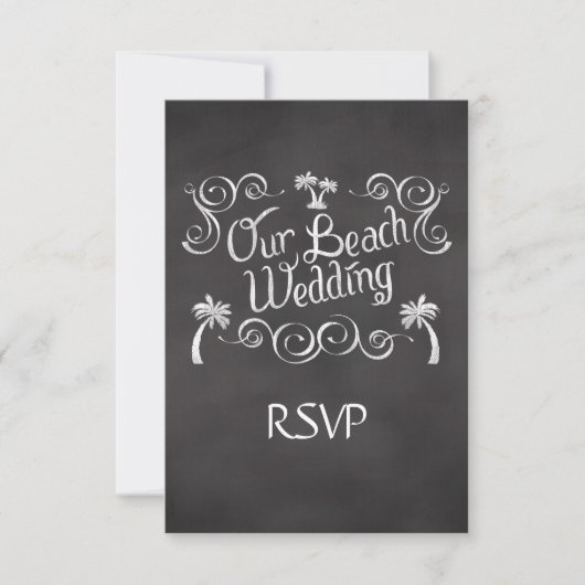 Chalkboard Onze Strand Bruiloft Matching RSVP Reag (Voorkant)