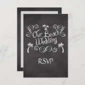 Chalkboard Onze Strand Bruiloft Matching RSVP Reag (Voorkant / Achterkant)