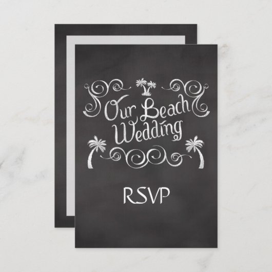 Chalkboard Onze Strand Bruiloft Matching RSVP Reag (Voorkant / Achterkant)
