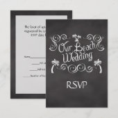 Chalkboard Onze Strand Bruiloft Matching RSVP Reag Kaartje (Voorkant / Achterkant)