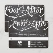 Chalkboard ooit na Initialen Typografie RSVP Kaartje (Voorkant / Achterkant)